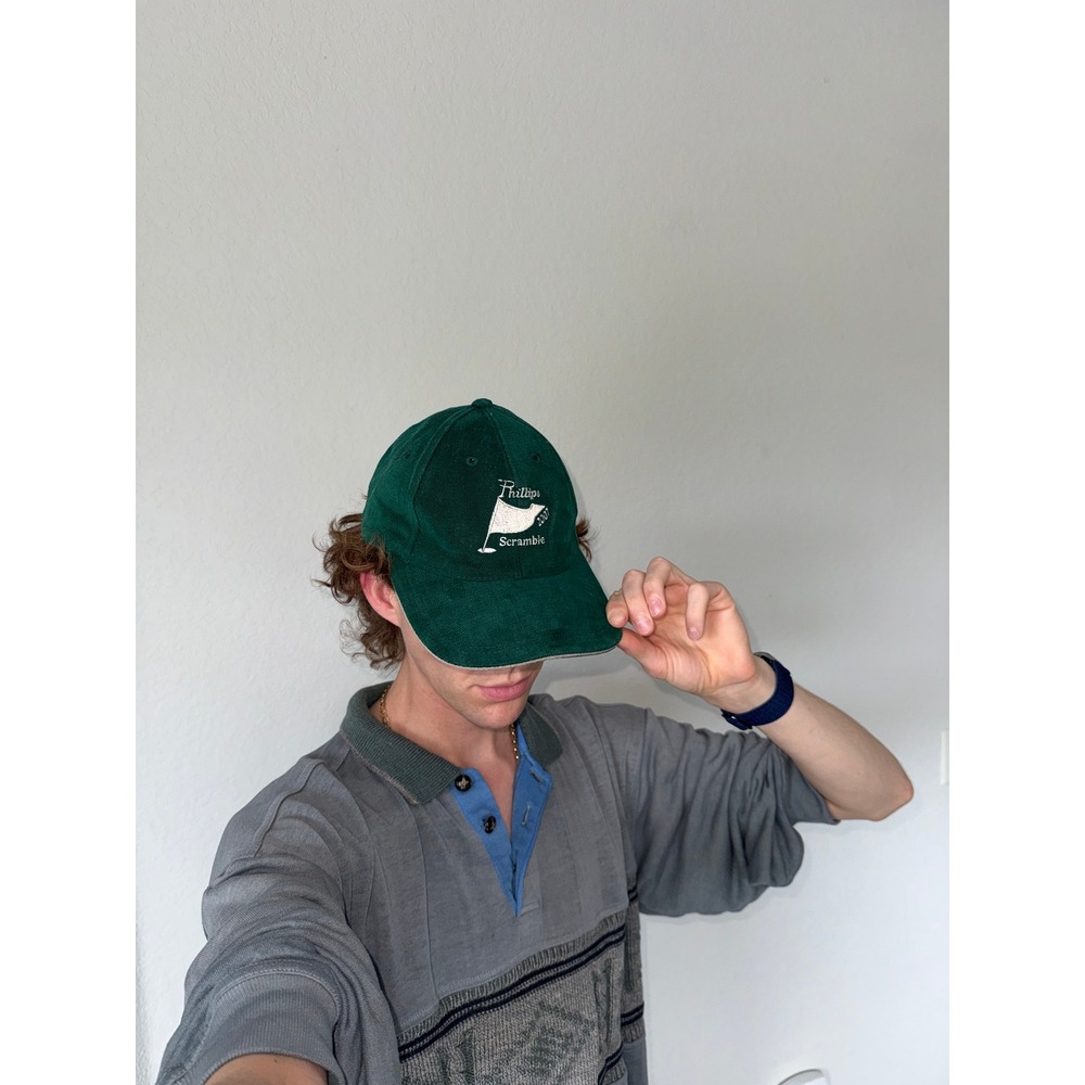 Vintage Green Corduroy Golf Hat Dad Cap Golfcore Rally Phillips Scramble 2007